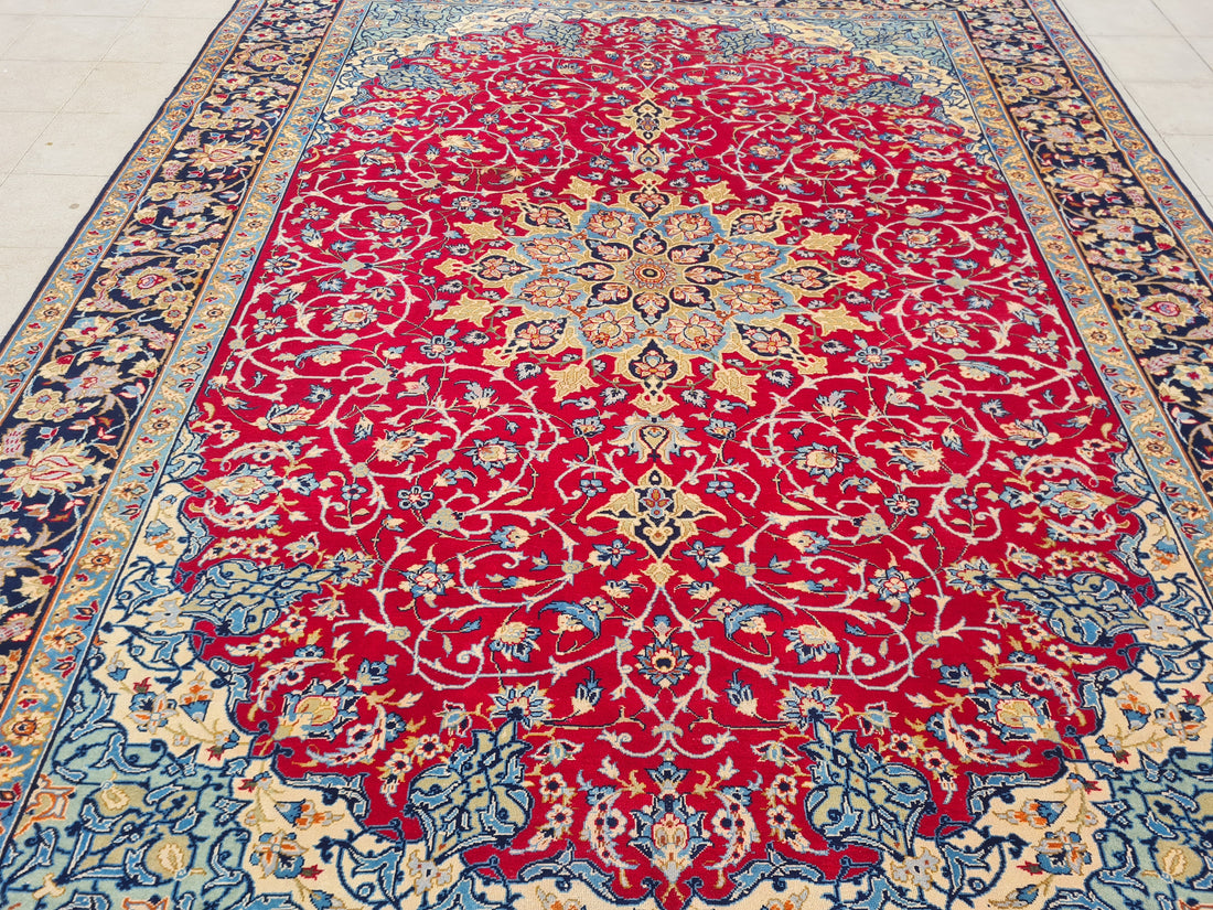 12' x 9' Authentic Vintage Persian Najafabad Isfahan Hand Knotted Fine Wool Area Rug BR2686
