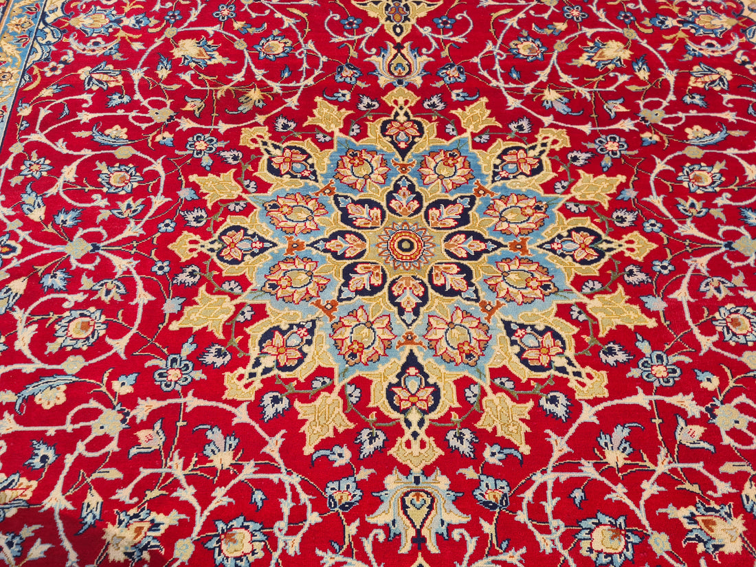 12' x 9' Authentic Vintage Persian Najafabad Isfahan Hand Knotted Fine Wool Area Rug BR2686