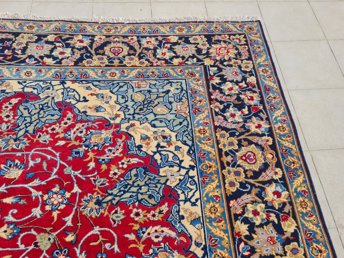 12' x 9' Authentic Vintage Persian Najafabad Isfahan Hand Knotted Fine Wool Area Rug BR2686