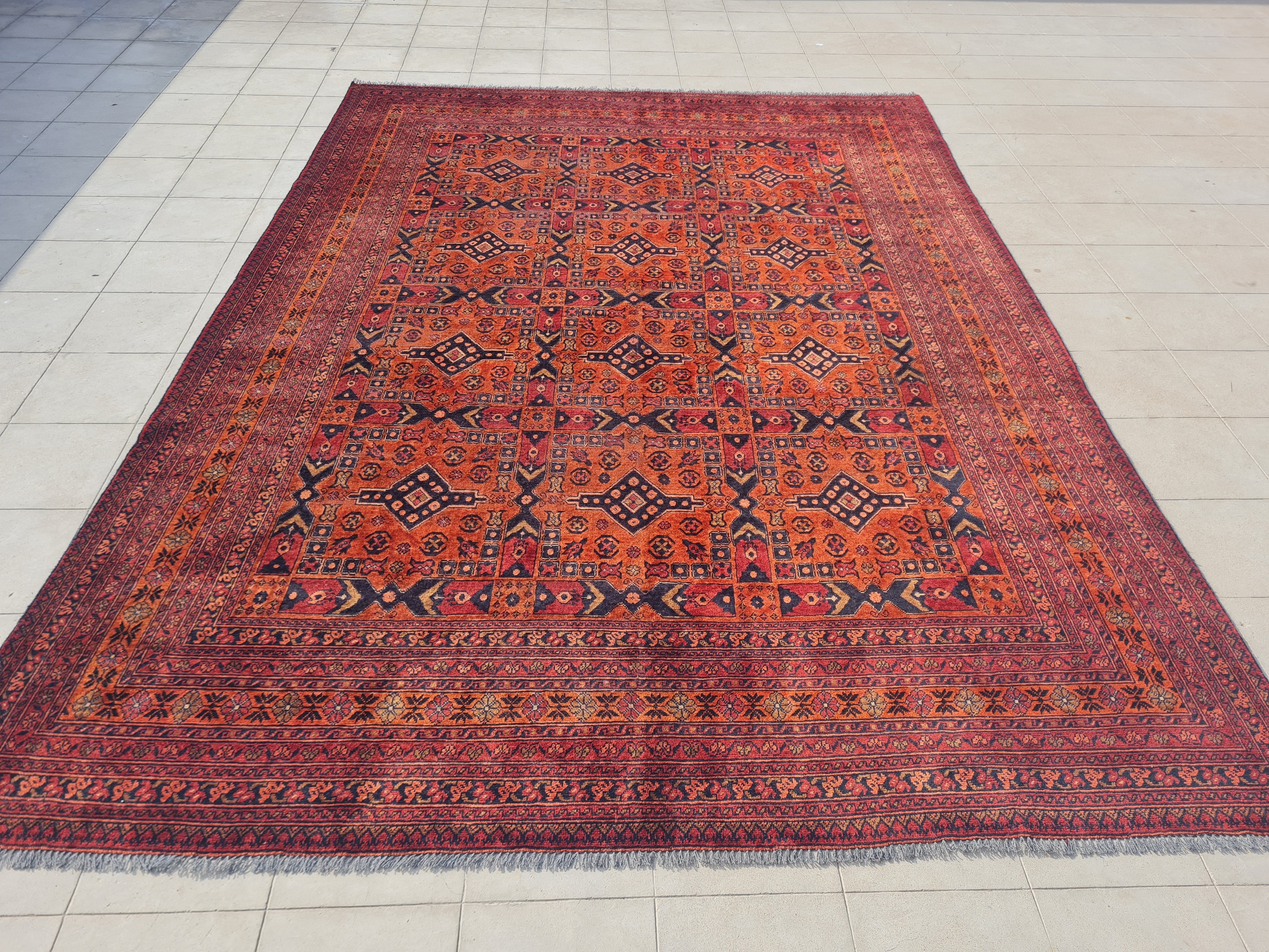 11' x 8' Ft. Authentic Vintage Persian Kashan Geometric Design Hand Knotted Fine Wool Large Area Rug BR2510