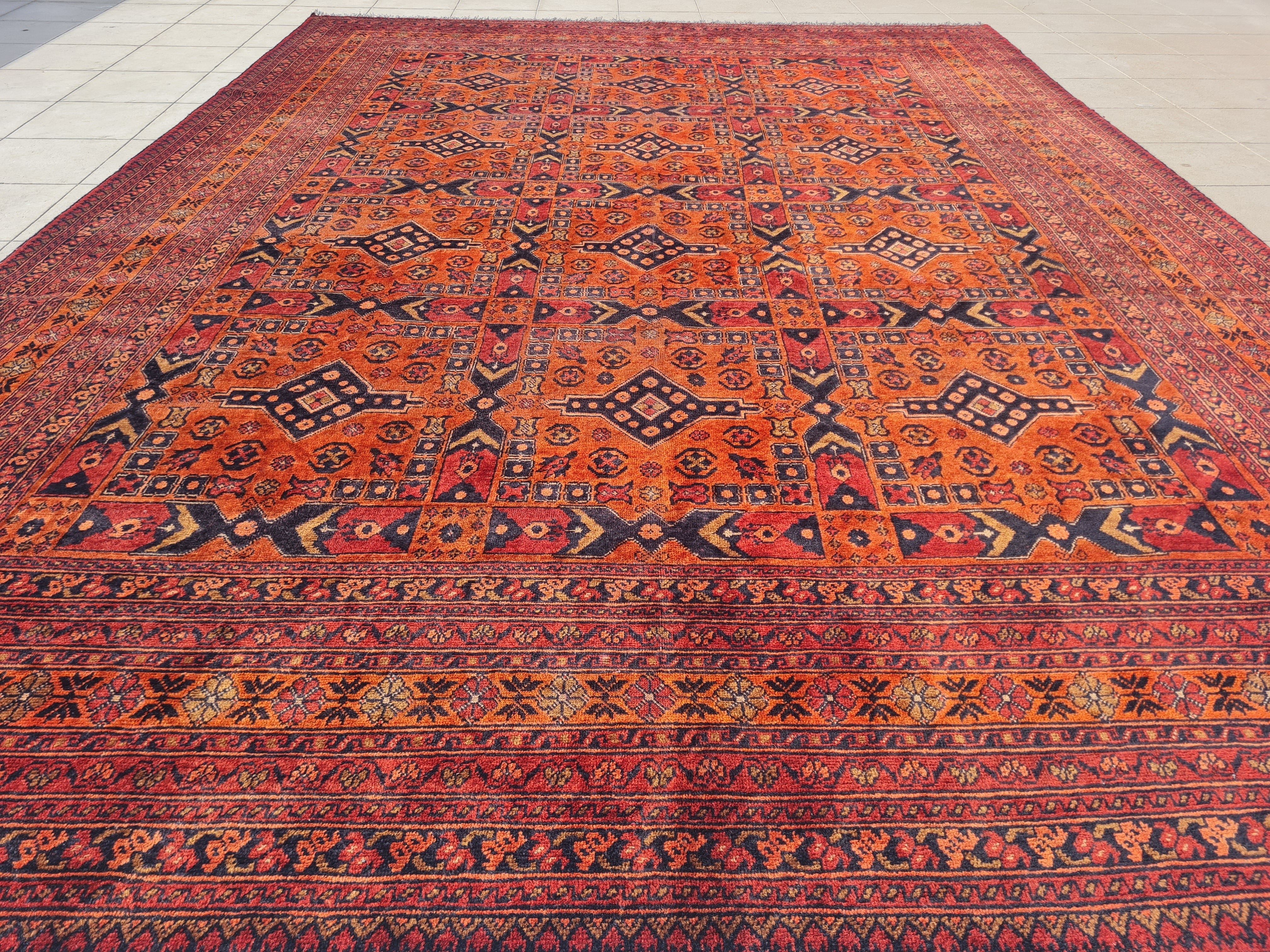 11' x 8' Ft. Authentic Vintage Persian Kashan Geometric Design Hand Knotted Fine Wool Large Area Rug BR2510