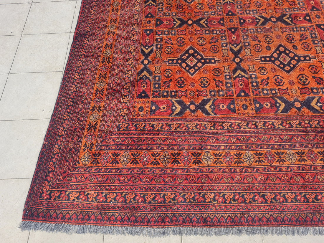 11' x 8' Ft. Authentic Vintage Persian Kashan Geometric Design Hand Knotted Fine Wool Large Area Rug BR2510