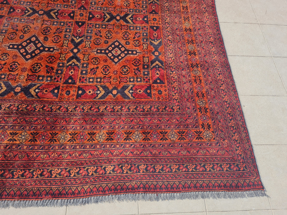 11' x 8' Ft. Authentic Vintage Persian Kashan Geometric Design Hand Knotted Fine Wool Large Area Rug BR2510