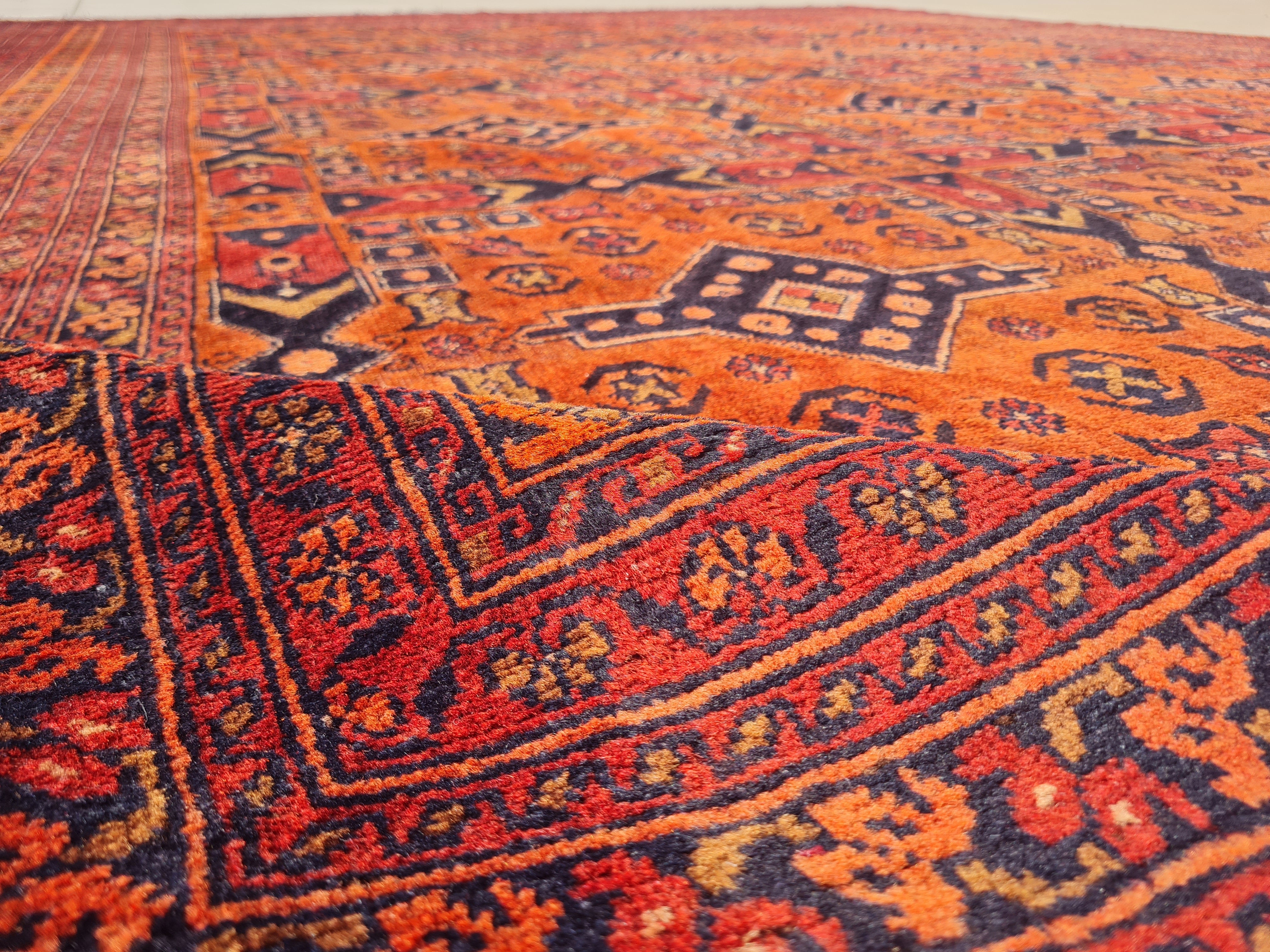 11' x 8' Ft. Authentic Vintage Persian Kashan Geometric Design Hand Knotted Fine Wool Large Area Rug BR2510