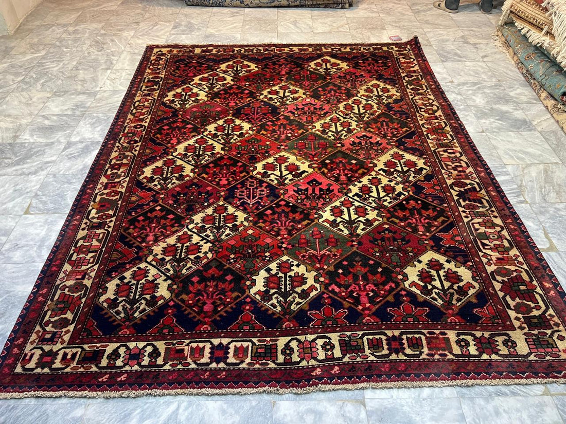 9' x 6' Ft. Authentic Vintage 70 Year Old Persian Bakhtier Fine Wool Area Rug - BR1210