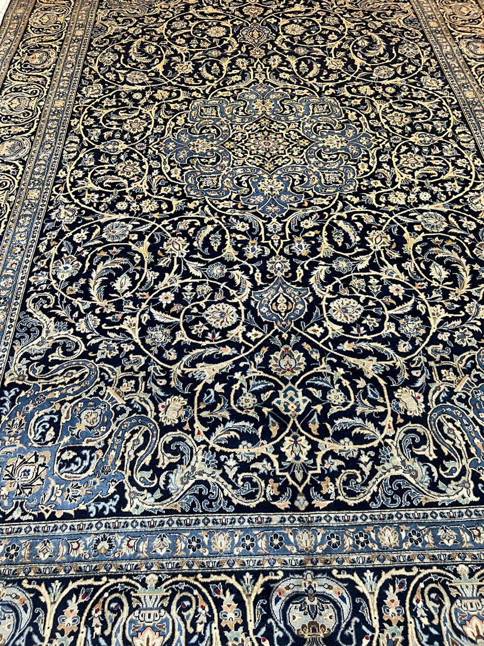 14' x 9.5' Ft. Authentic w/ Signature Vintage Persian Kashan Fine Wool Area Rug - BR1223