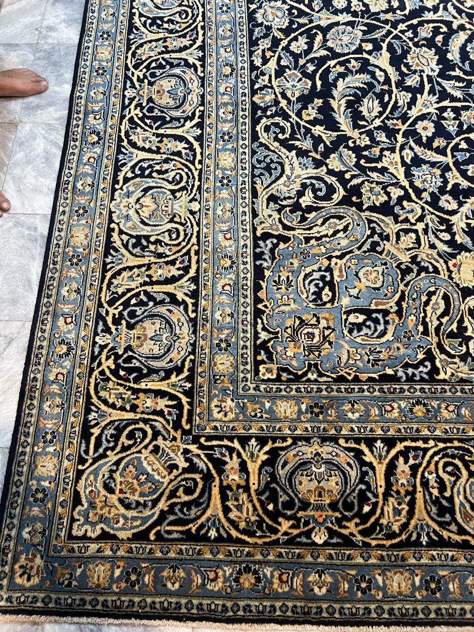 14' x 9.5' Ft. Authentic w/ Signature Vintage Persian Kashan Fine Wool Area Rug - BR1223