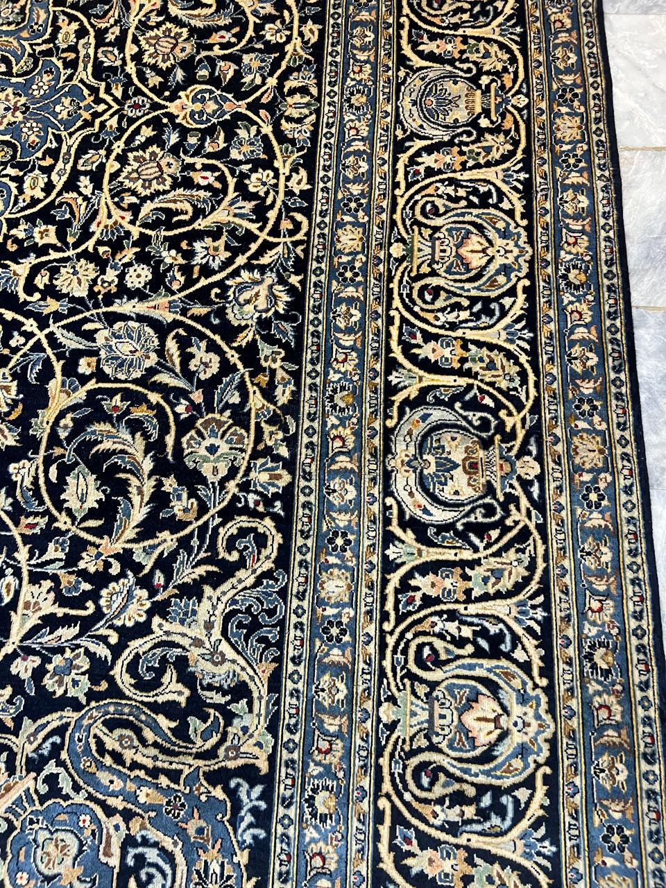 14' x 9.5' Ft. Authentic w/ Signature Vintage Persian Kashan Fine Wool Area Rug - BR1223