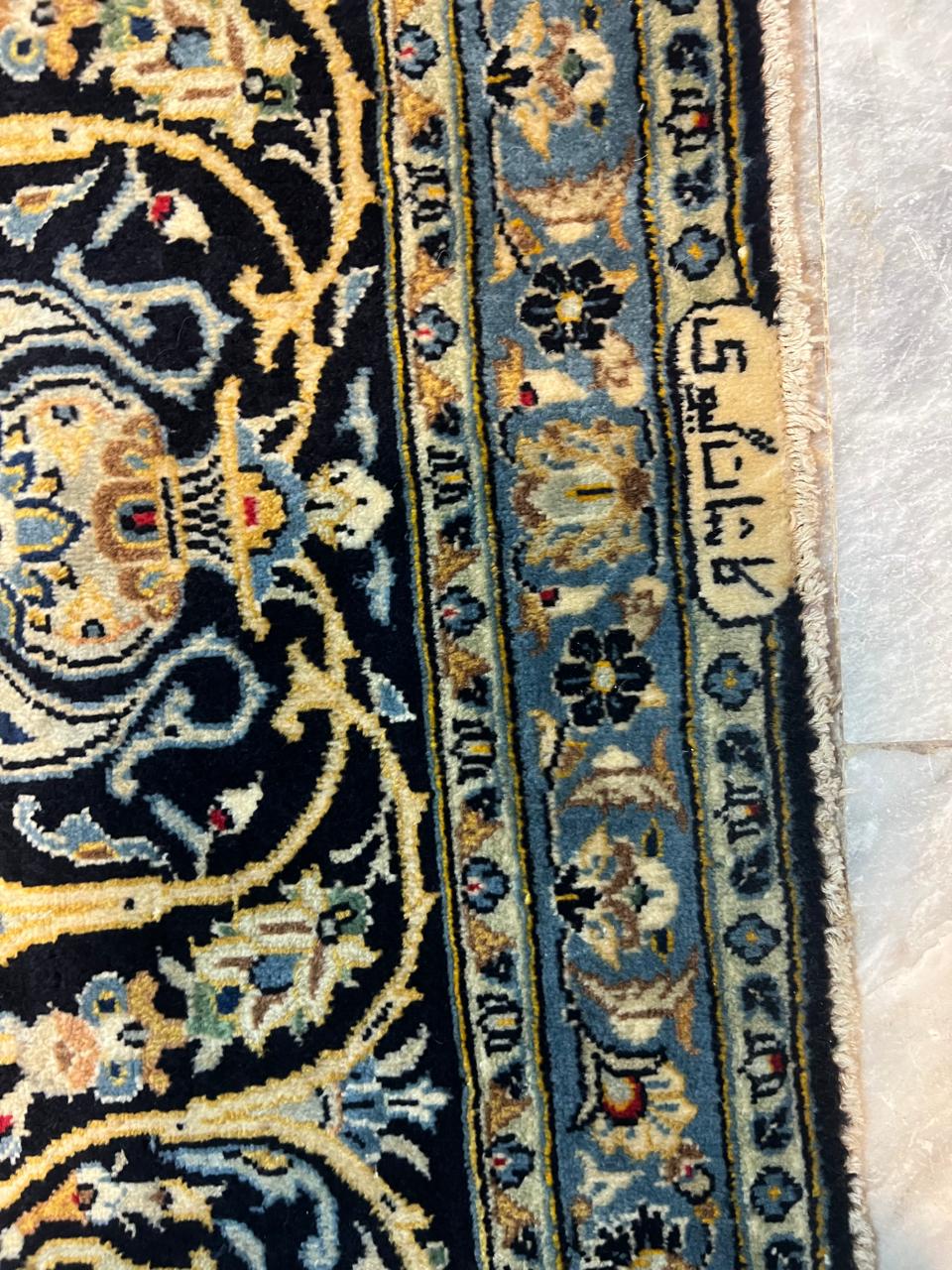 14' x 9.5' Ft. Authentic w/ Signature Vintage Persian Kashan Fine Wool Area Rug - BR1223