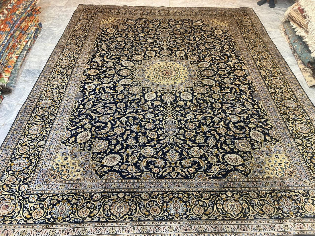 13' x 10' Ft. Authentic w/ Signature Vintage Persian Kashan Fine Wool Area Rug - BR1224