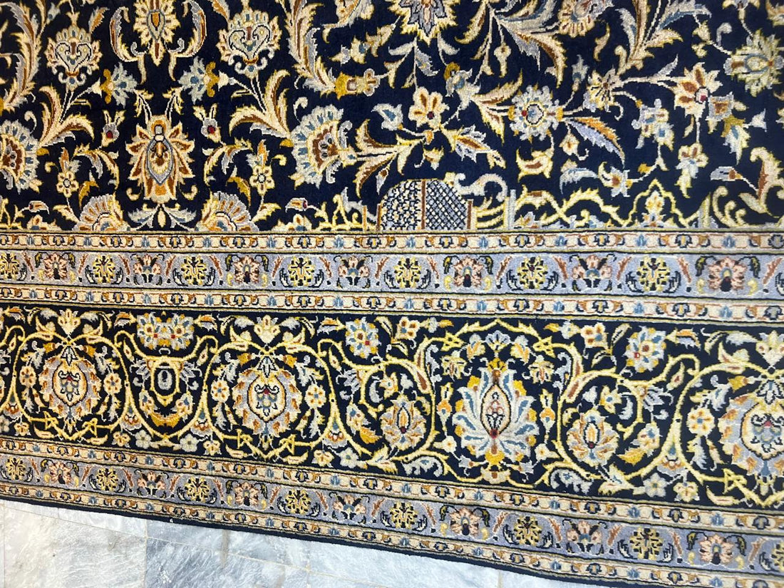 13' x 10' Ft. Authentic w/ Signature Vintage Persian Kashan Fine Wool Area Rug - BR1224