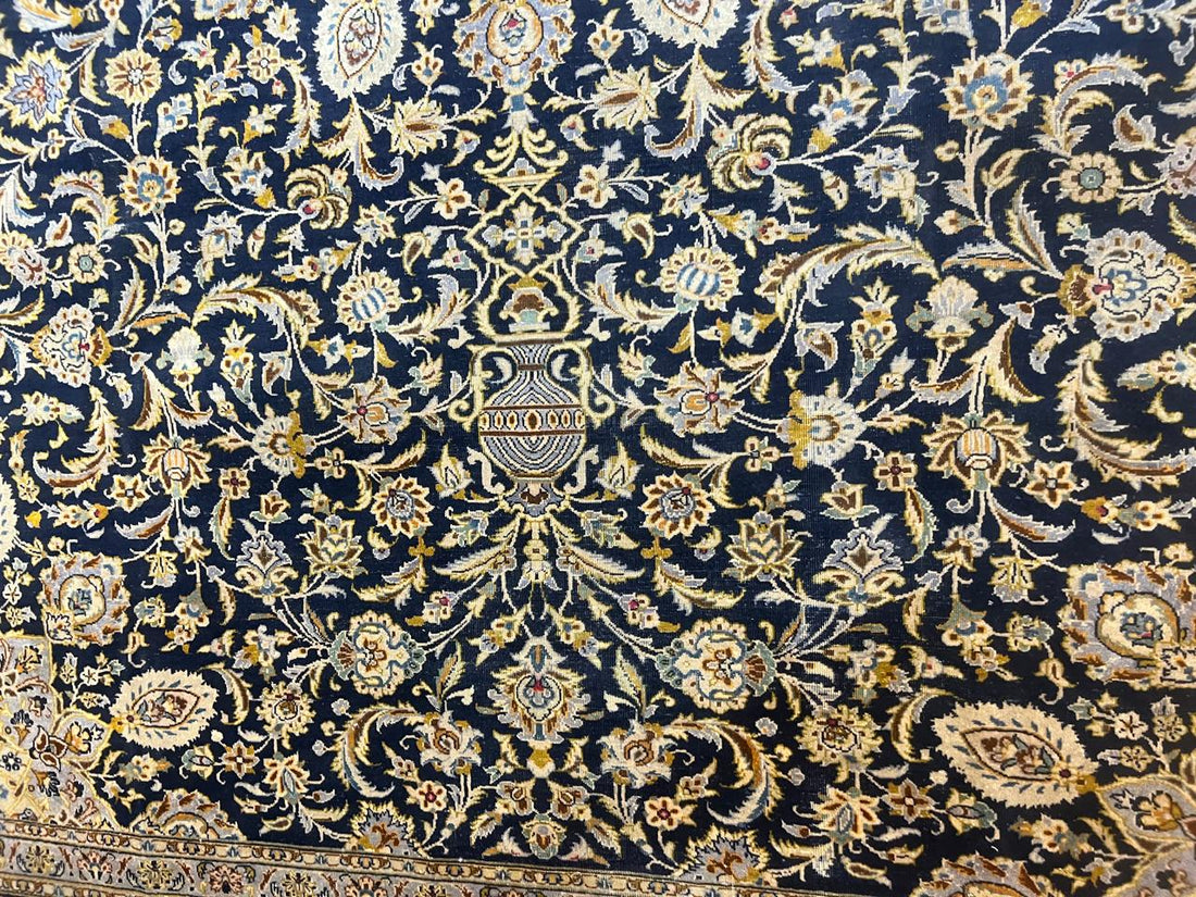 13' x 10' Ft. Authentic w/ Signature Vintage Persian Kashan Fine Wool Area Rug - BR1224