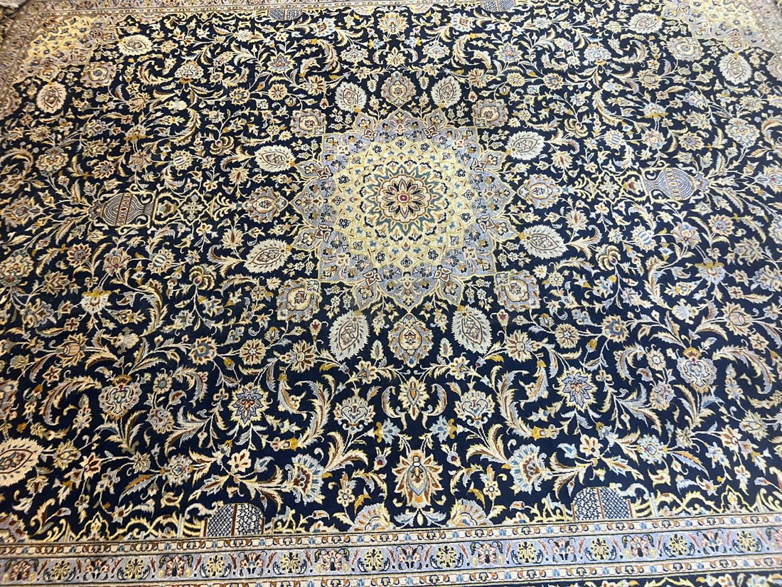 13' x 10' Ft. Authentic w/ Signature Vintage Persian Kashan Fine Wool Area Rug - BR1224