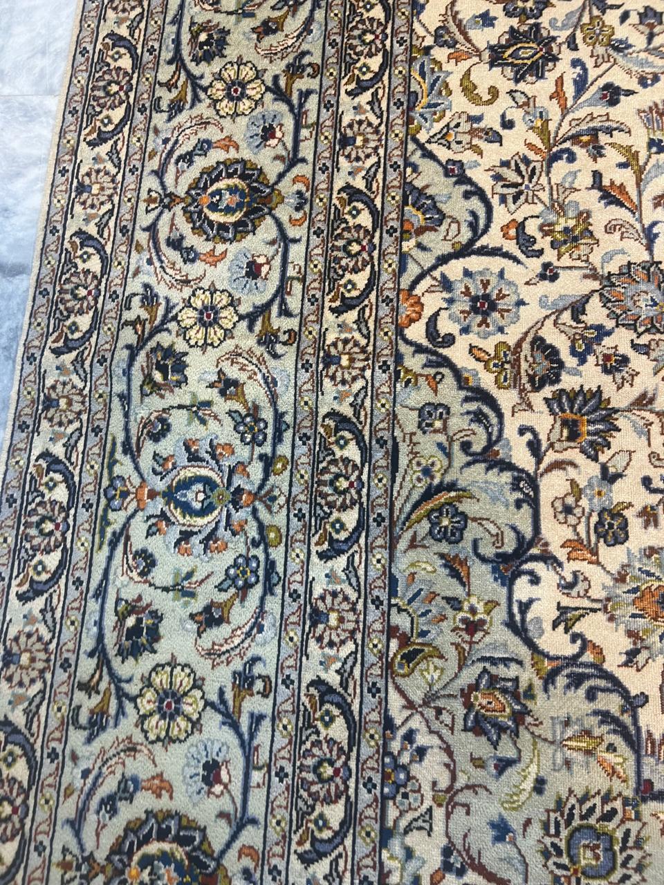 13' x 10' Ft. Authentic Vintage Persian White Kashan Fine Wool Area Rug - BR1225