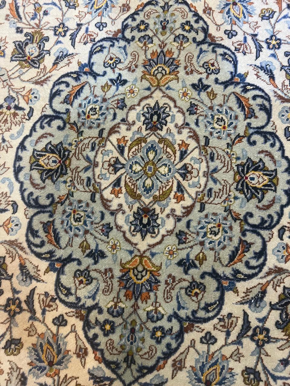 13' x 10' Ft. Authentic Vintage Persian White Kashan Fine Wool Area Rug - BR1225