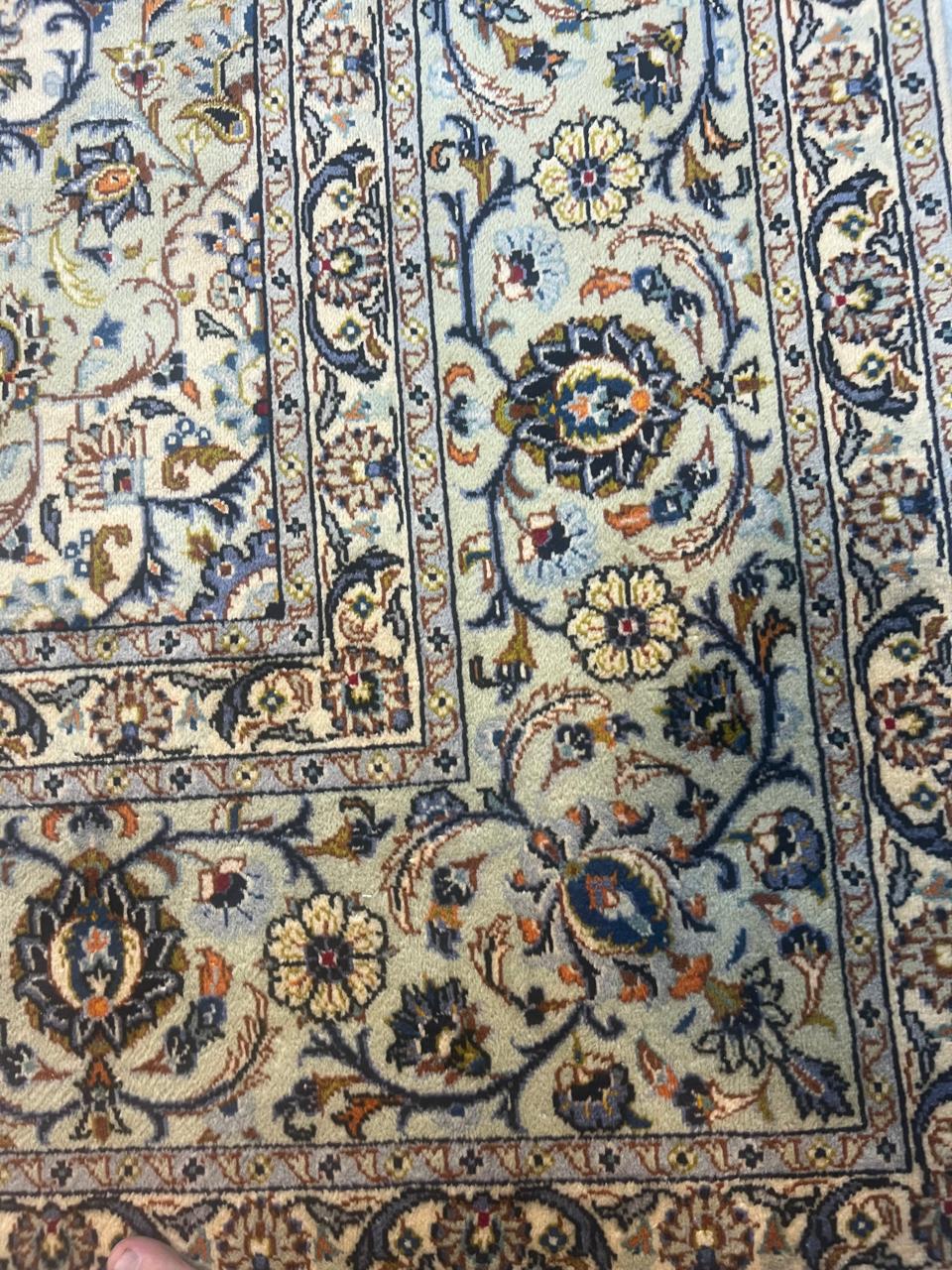 13' x 10' Ft. Authentic Vintage Persian White Kashan Fine Wool Area Rug - BR1225