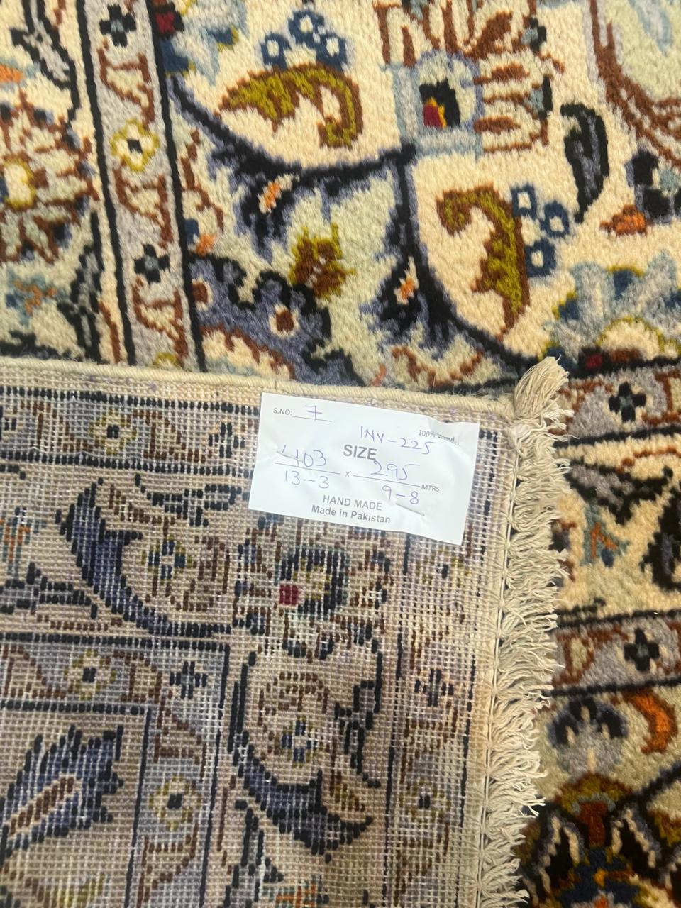 13' x 10' Ft. Authentic Vintage Persian White Kashan Fine Wool Area Rug - BR1225