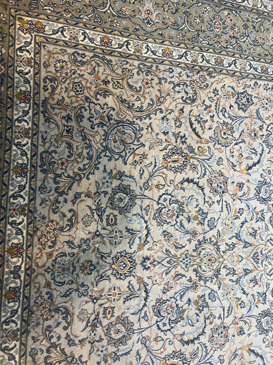 13' x 9' Ft. Authentic Vintage Persian Cream Kashan Fine Wool Area Rug - BR1234