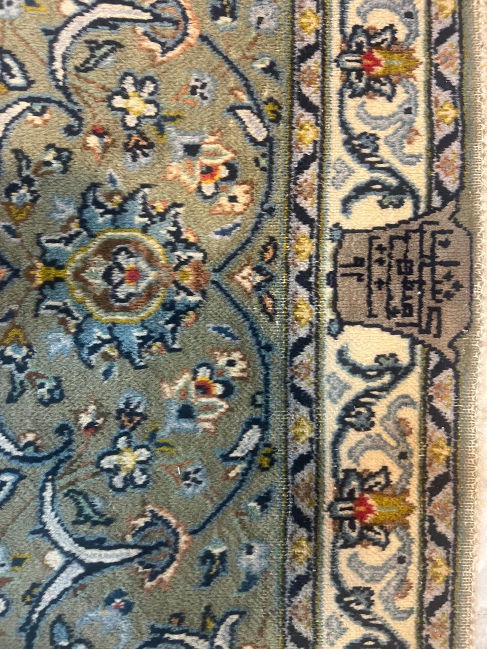 13' x 9' Ft. Authentic Vintage Persian Cream Kashan Fine Wool Area Rug - BR1234