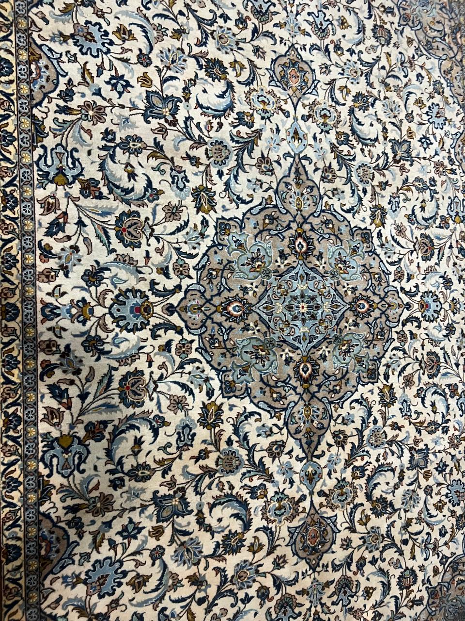 13' x 10' Ft. Authentic Vintage Persian Cream Kashan Fine Wool Area Rug - BR1230