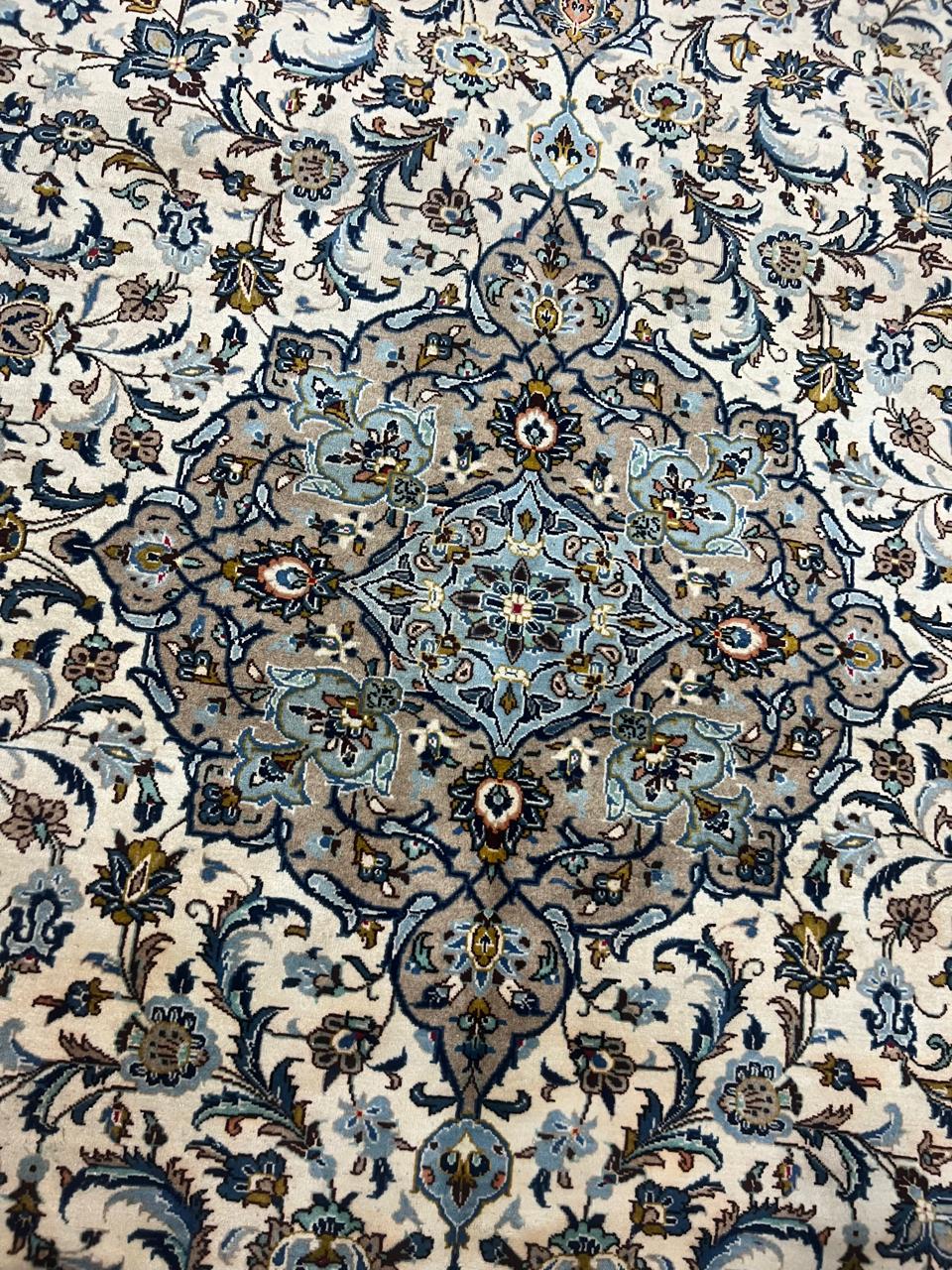 13' x 10' Ft. Authentic Vintage Persian Cream Kashan Fine Wool Area Rug - BR1230