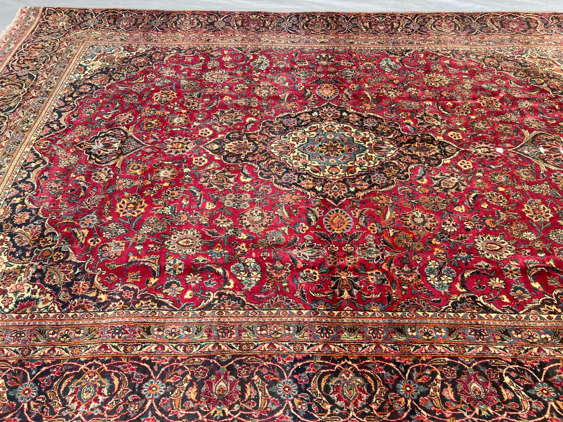 9' x 12' Authentic Vintage Persian Kashan Hand Knotted Wool Area Rug - BR430