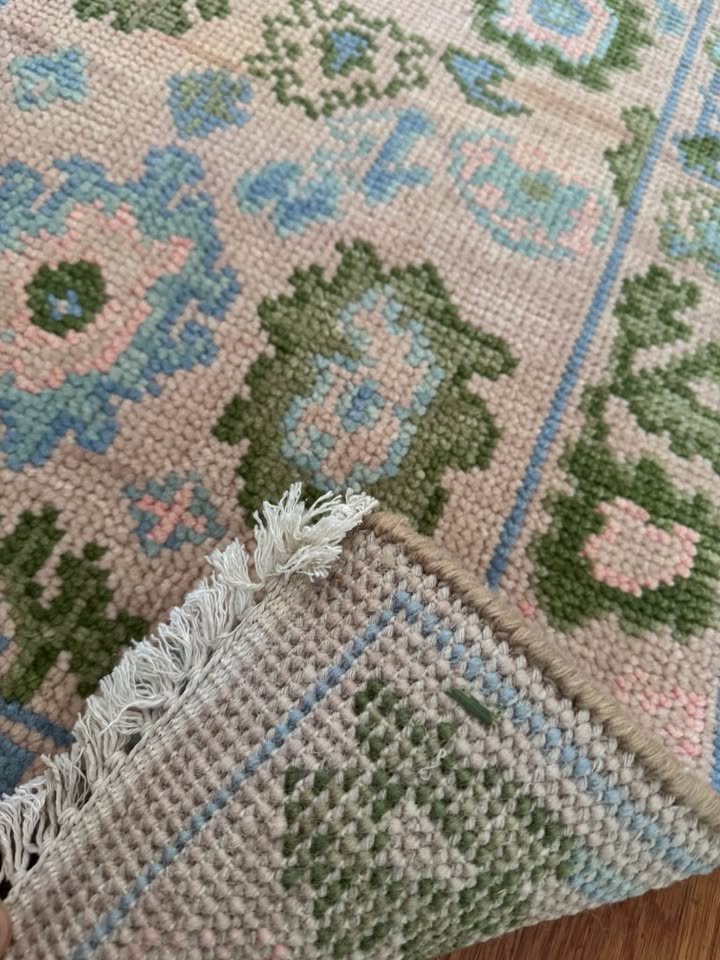 3' x 2' Ft. Turkish Oushak Contemporary Soft Paste Pink, Green, and Blue Hand Knotted rug - BR454