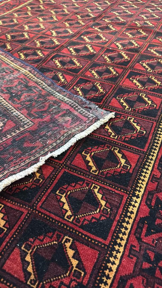 Authentic Vintage Turkish Anatolian Geometric Hand Knotted Wool Area Rug