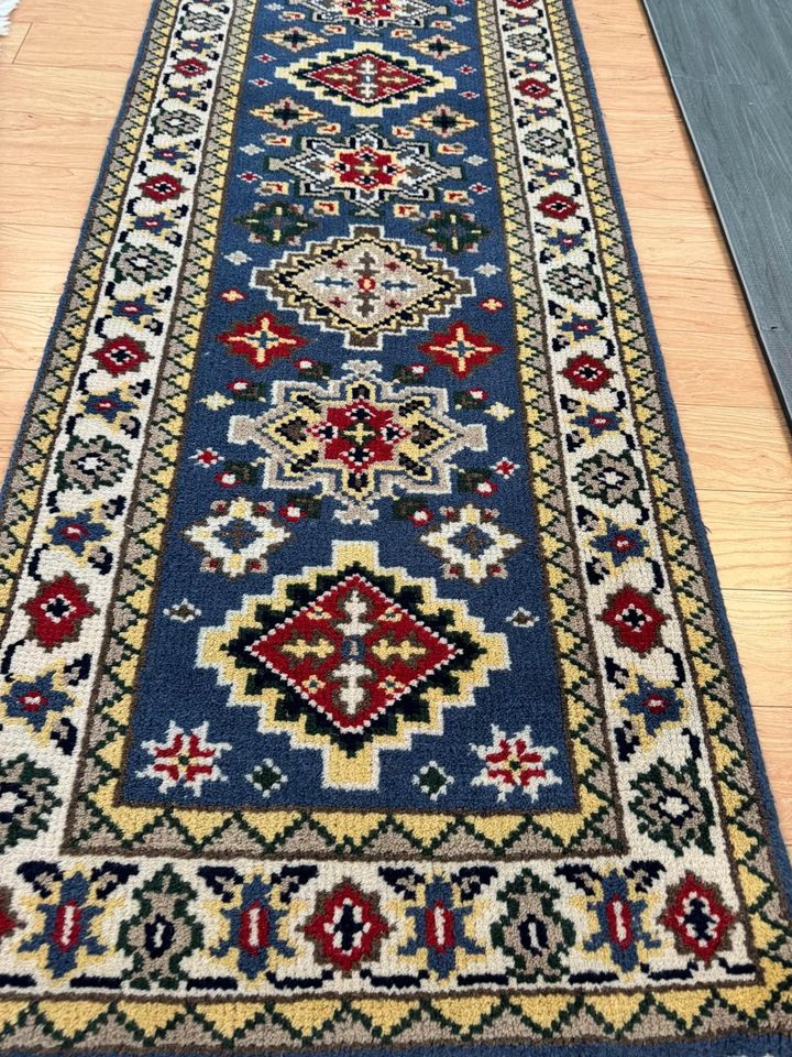 12' x 2.6' Ft. Turkish Caucasian Geometric Hand Knotted Wool Runner / Area Rug BR0150