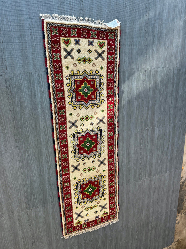 6.7' x 2.2' Ft. Kazak Runner Hand Knotted in India with Vegetable Dyed Hand Spun Wool BR199