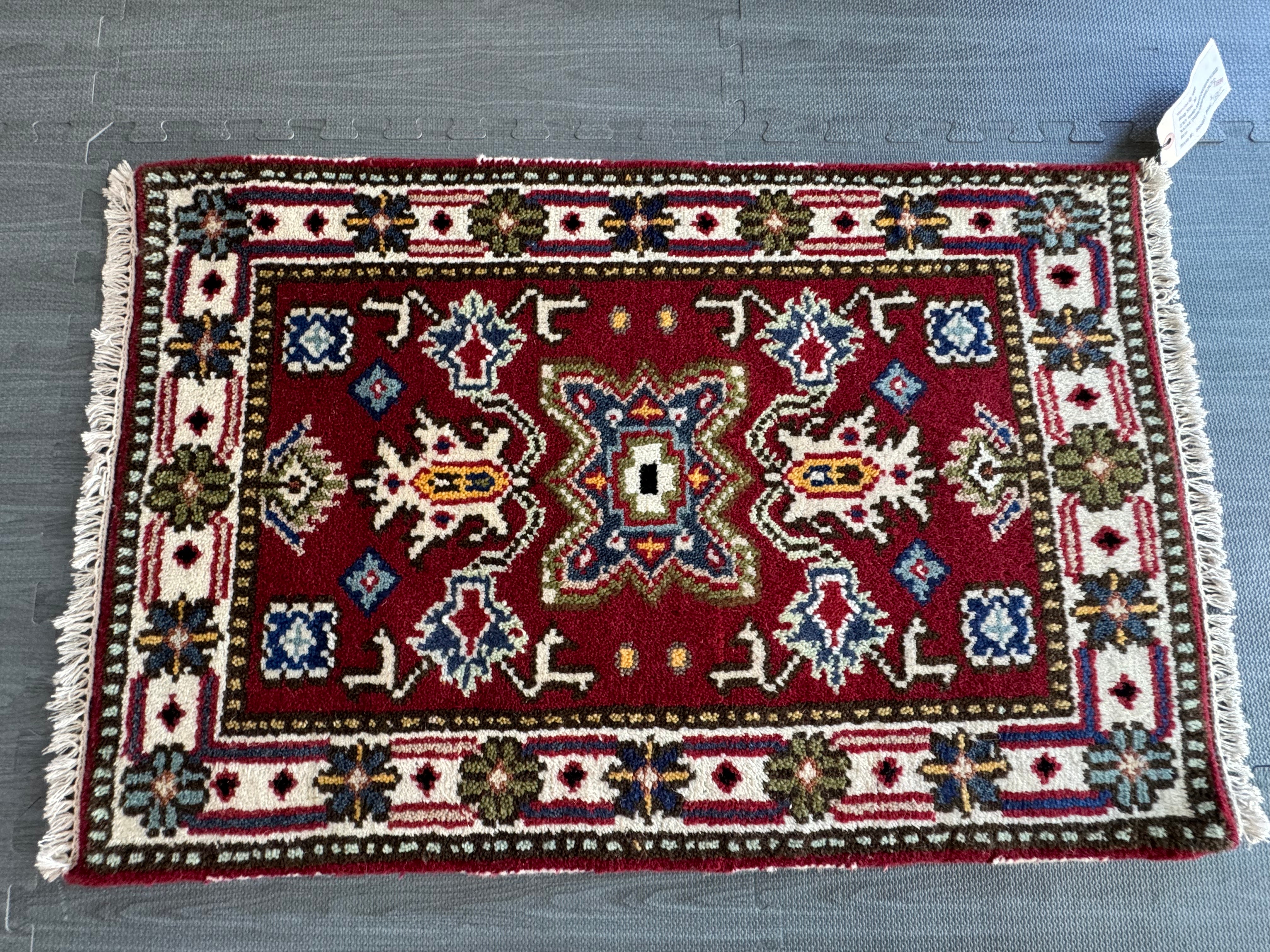 3' x 2' Ft. Authentic Herizi Kazak Tribal Southwestern Design Hand Knotted Vegetable Dyed Small Area Rug BR0025B