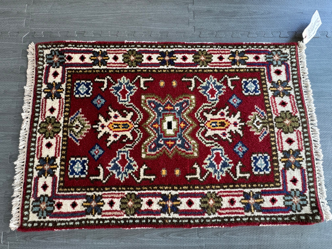 3' x 2' Ft. Authentic Herizi Kazak Tribal Southwestern Design Hand Knotted Vegetable Dyed Small Area Rug BR0025B