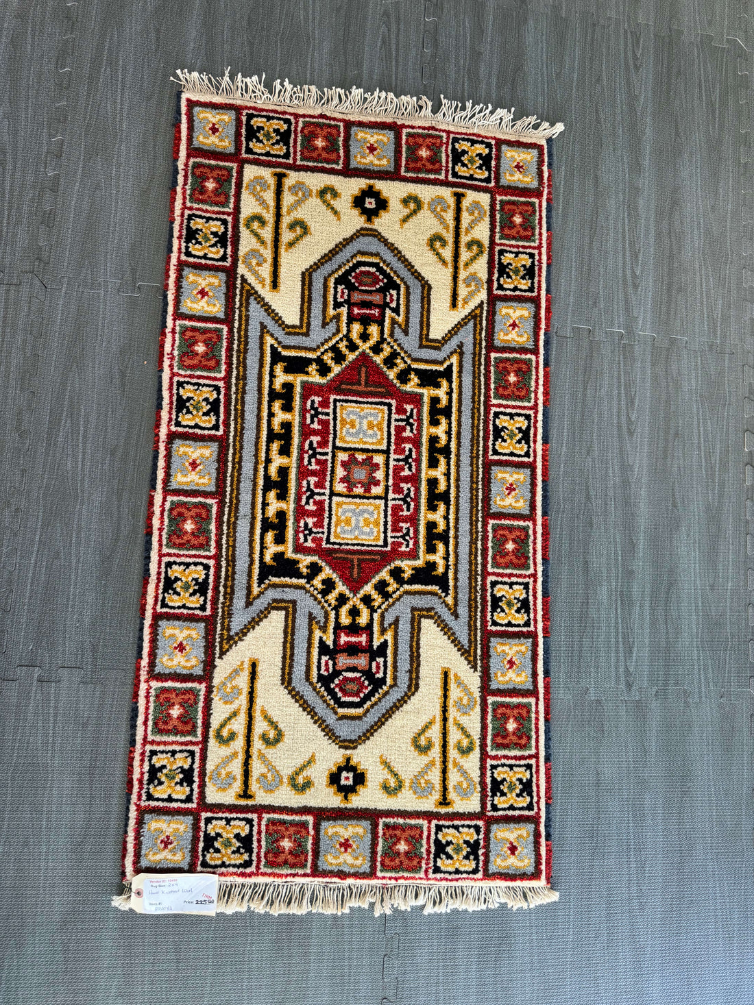 4’ x 2’ Indian Kazak Runner Hand Knotted Southwestern Design with Veg. Dyed Wool BR042