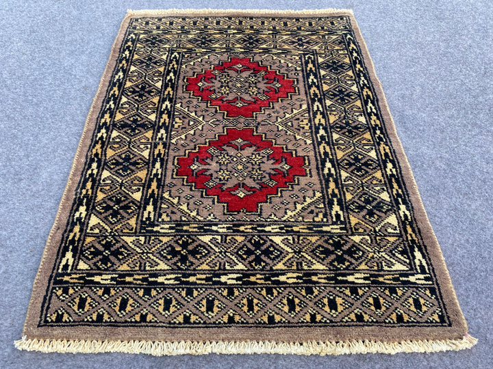 2.2' x 2.1' Authentic Pakistani Jaldar Hand Knotted Finest Wool Small Area Rug BR1016