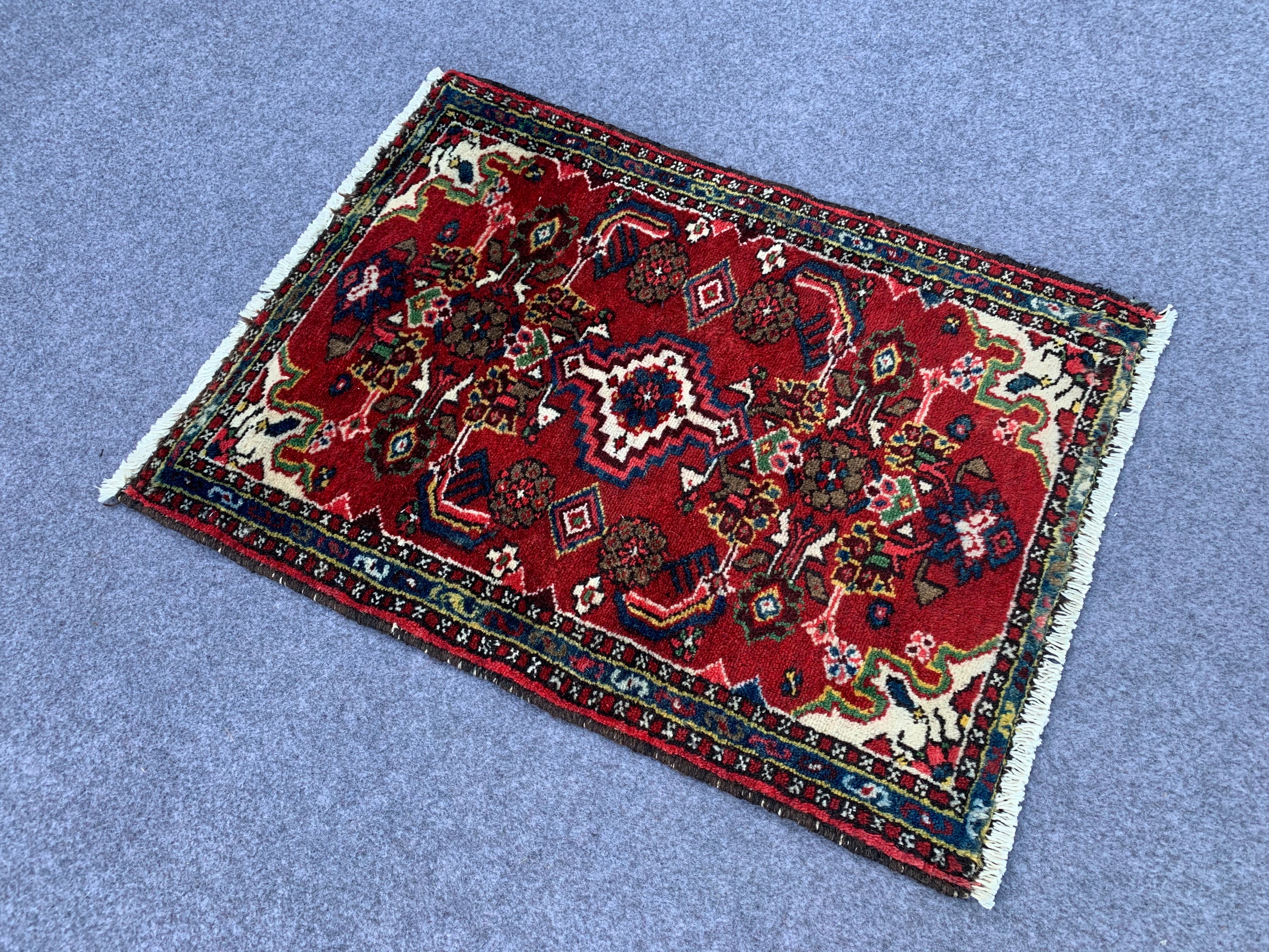 2.7' x 2.0' Ft. Authentic Persian Hamadan Hand Knotted Finest Wool Small Area Rug BR1024