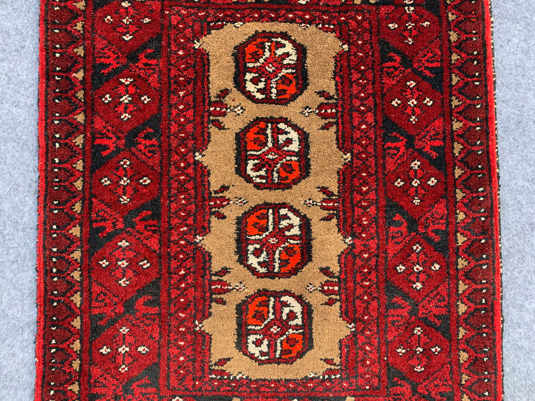 2.3' x 1.9' Authentic Vintage Afghan Hand Knotted Turkmen Small Area Rug BR1030