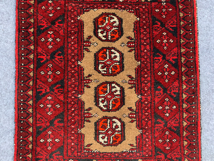 2.3' x 1.9' Authentic Vintage Afghan Hand Knotted Turkmen Small Area Rug BR1030