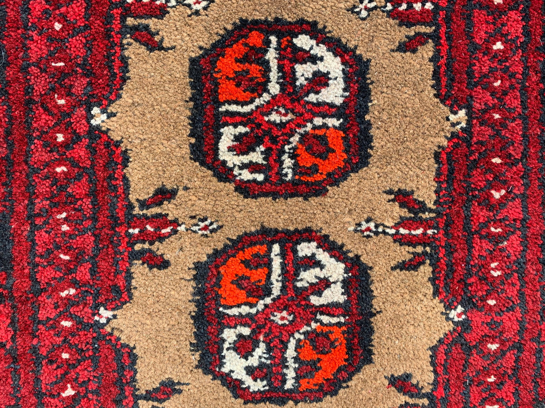 2.3' x 1.9' Authentic Vintage Afghan Hand Knotted Turkmen Small Area Rug BR1030