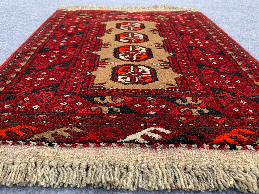 2.3' x 1.9' Authentic Vintage Afghan Hand Knotted Turkmen Small Area Rug BR1030