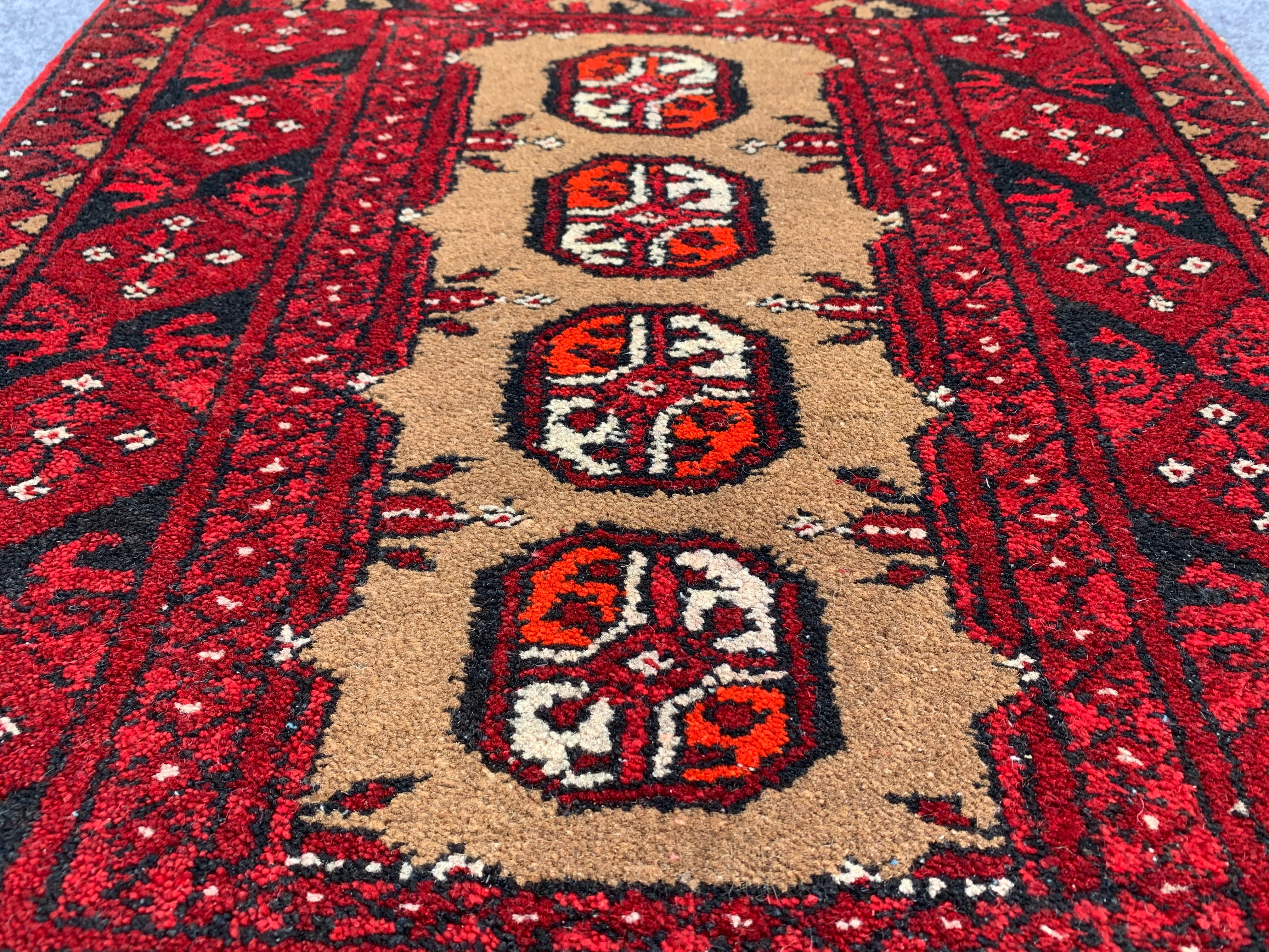 2.3' x 1.9' Authentic Vintage Afghan Hand Knotted Turkmen Small Area Rug BR1030