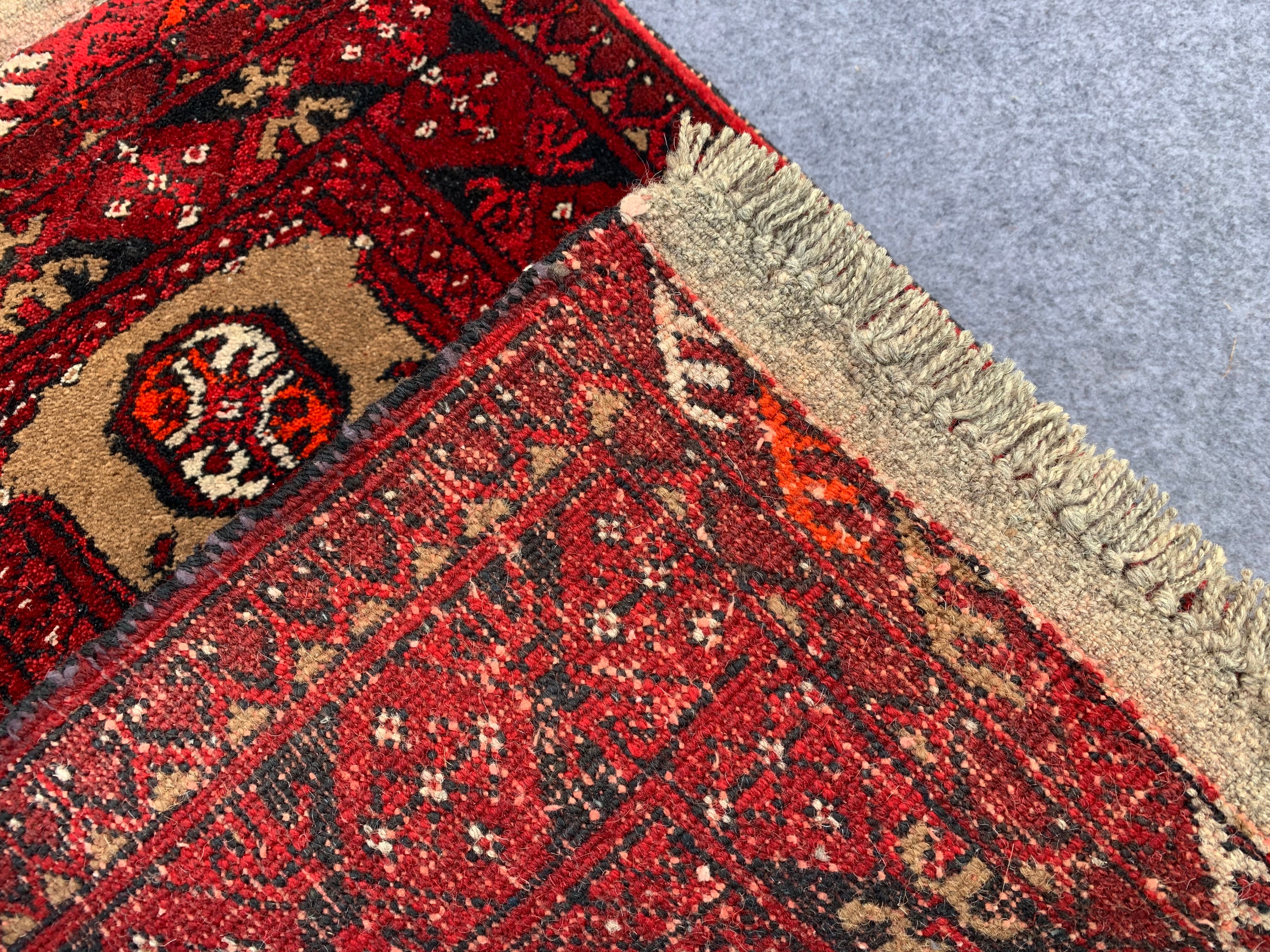 2.3' x 1.9' Authentic Vintage Afghan Hand Knotted Turkmen Small Area Rug BR1030