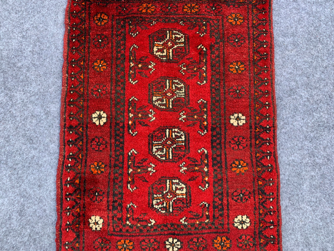 2.5' x 1.8' Authentic Vintage Afghan Hand Knotted Turkmen Area Rug BR1031