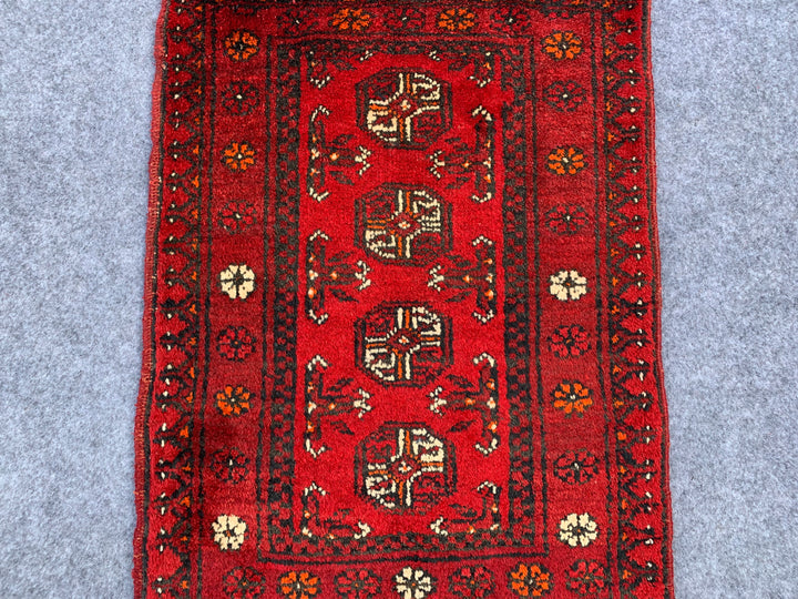 2.5' x 1.8' Authentic Vintage Afghan Hand Knotted Turkmen Area Rug BR1031