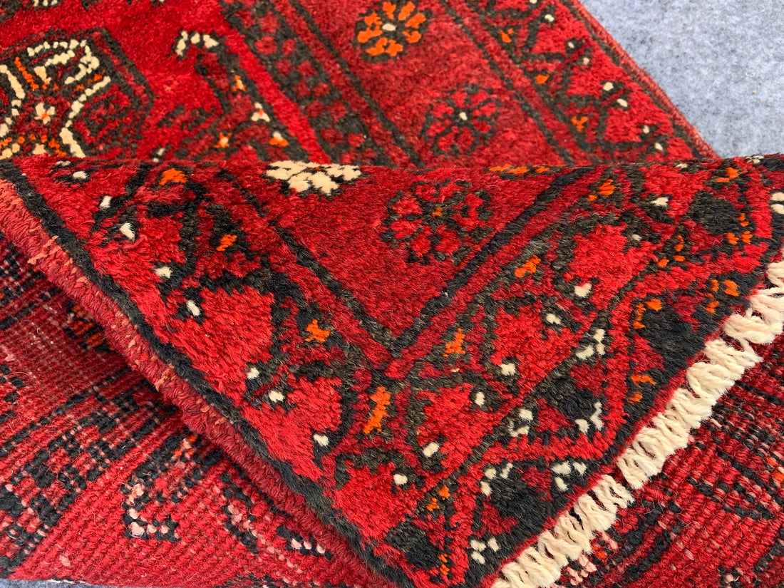 2.5' x 1.8' Authentic Vintage Afghan Hand Knotted Turkmen Area Rug BR1031