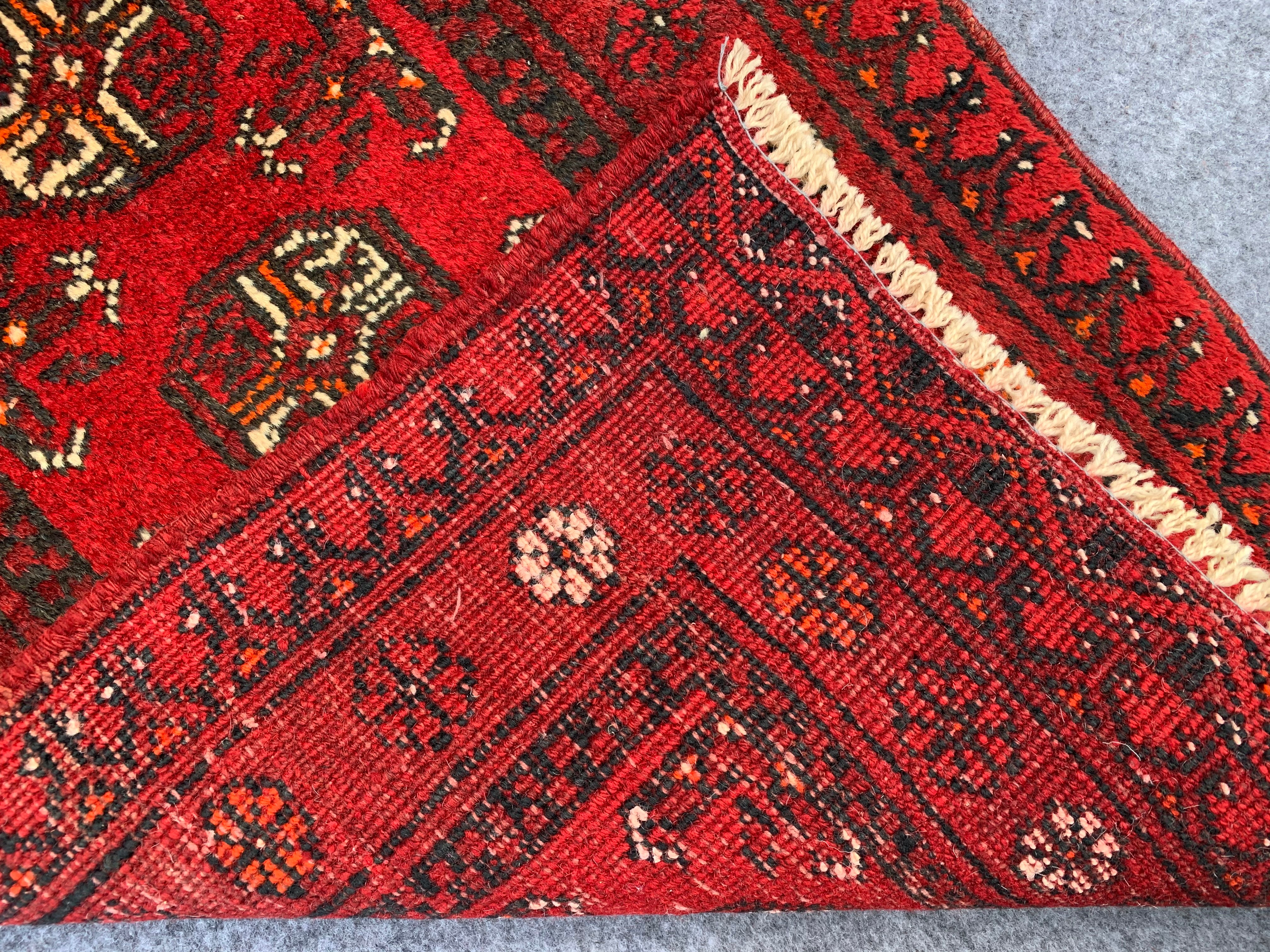 2.5' x 1.8' Authentic Vintage Afghan Hand Knotted Turkmen Area Rug BR1031