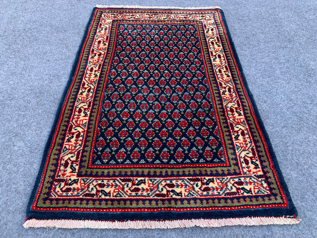 3.0' x 1.1' Ft. Authentic Persian Badam Gulf Hand Knotted Finest Wool Small Area Rug BR1039