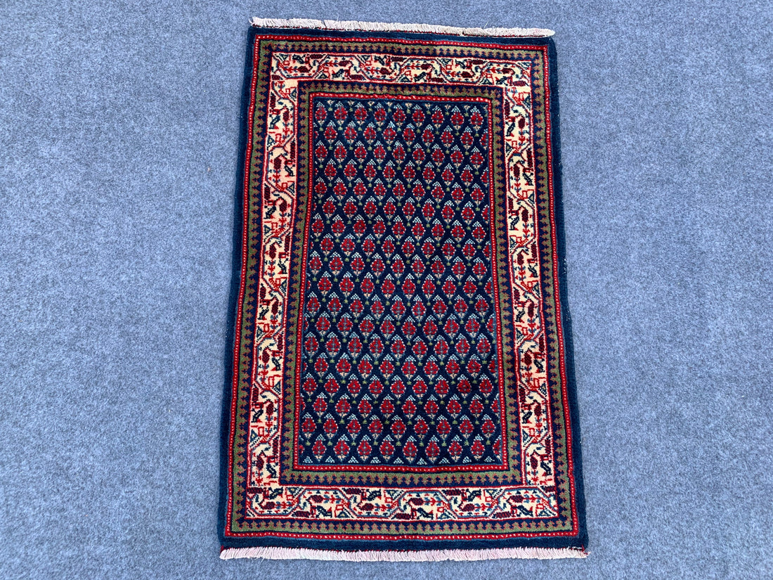 3.0' x 1.1' Ft. Authentic Persian Badam Gulf Hand Knotted Finest Wool Small Area Rug BR1039