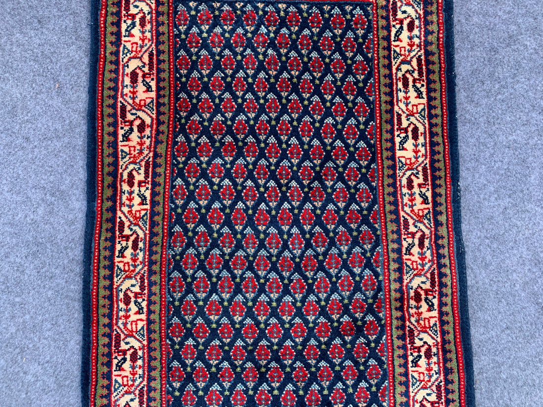 3.0' x 1.1' Ft. Authentic Persian Badam Gulf Hand Knotted Finest Wool Small Area Rug BR1039