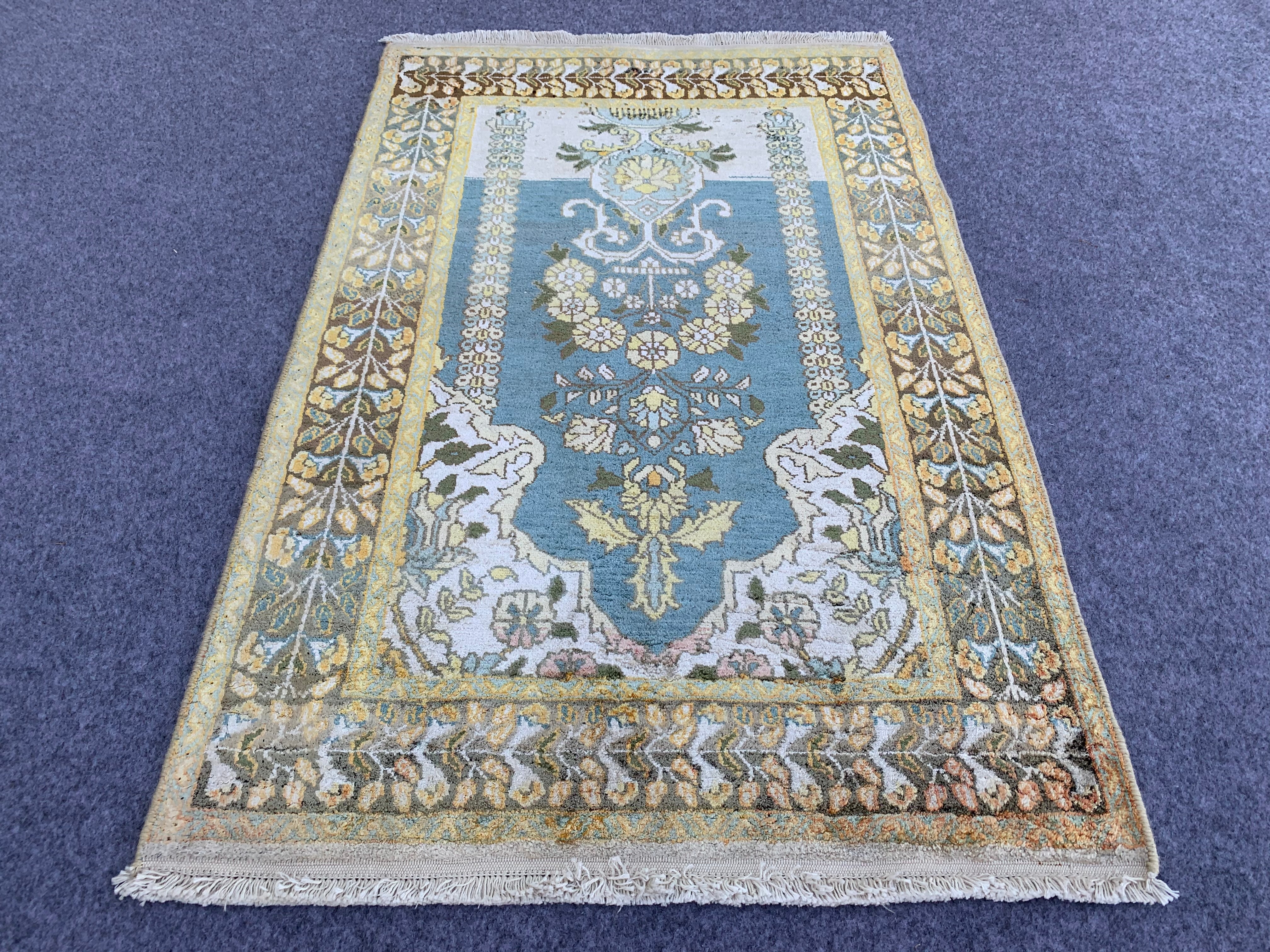 3.0' x 2.0' Ft. Authentic Pakistani Kashmir Hand Knotted Finest Wool Small Area Rug BR1041