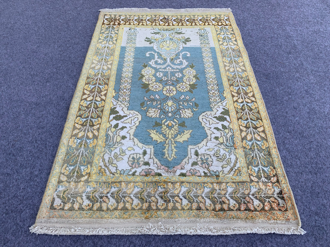 3.0' x 2.0' Ft. Authentic Pakistani Kashmir Hand Knotted Finest Wool Small Area Rug BR1041